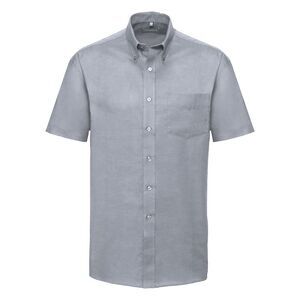 Russell Collection Mens Short Sleeve Easy Care Oxford Shirt / Silver Gray